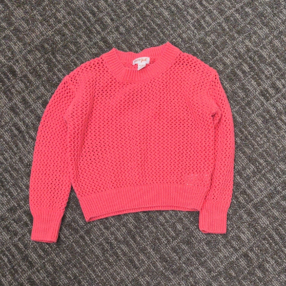 Cat & Jack Pink Crew Neck Sweater with Ribbed Texture